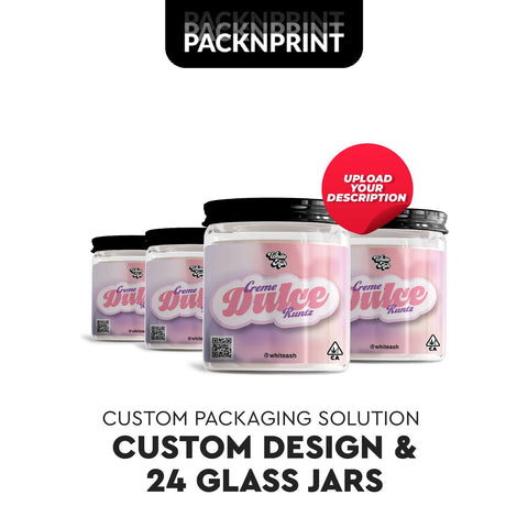 Custom Design + 24 Glass Jars  (3.5G)